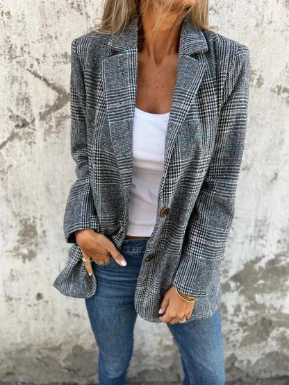 Veste à carreaux en coton pour femme