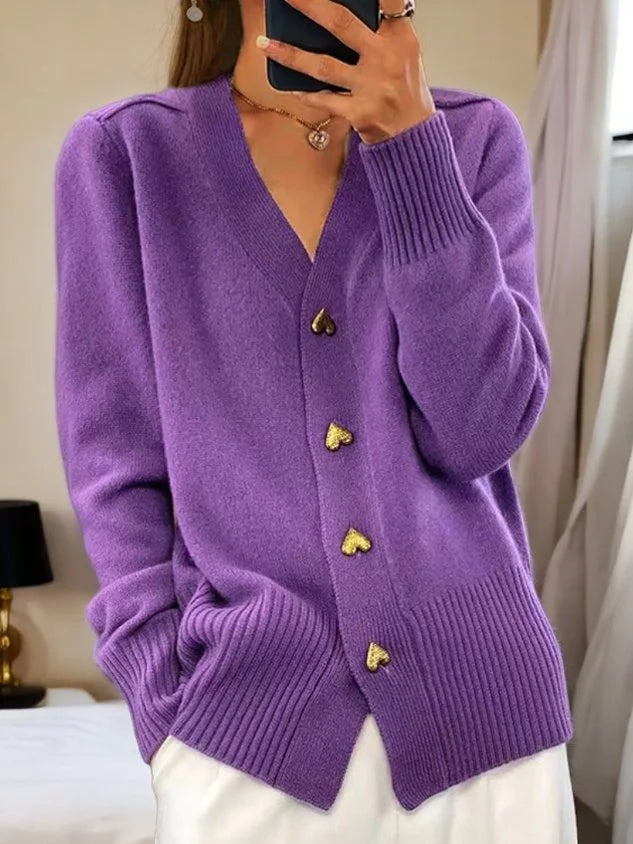 🔥Vêtements femme automne/hiver, couleur unie, cardigan en laine à boutons 🔥