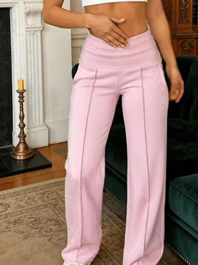 Pantalon à jambes larges, taille haute et droites pour femme