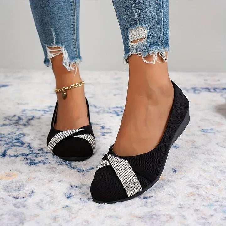 Chaussures compensées légères à strass pour femmes