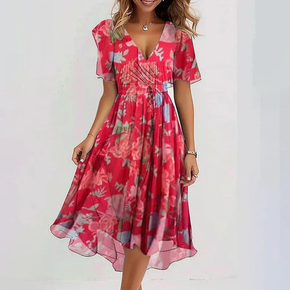 Robe d'été fluide à col en V pour femme