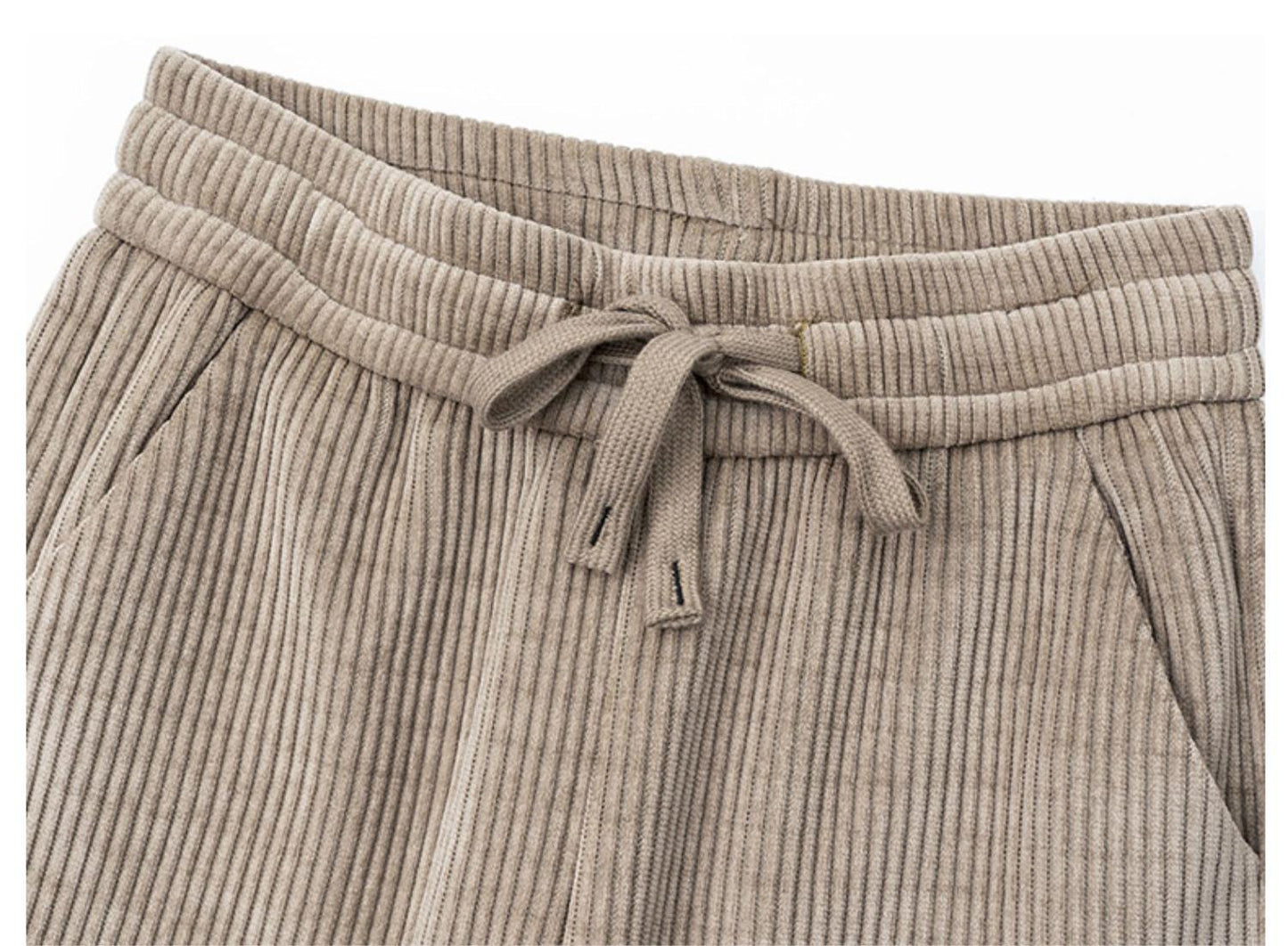 Pantalon large à cordon de serrage en velours côtelé pour femme