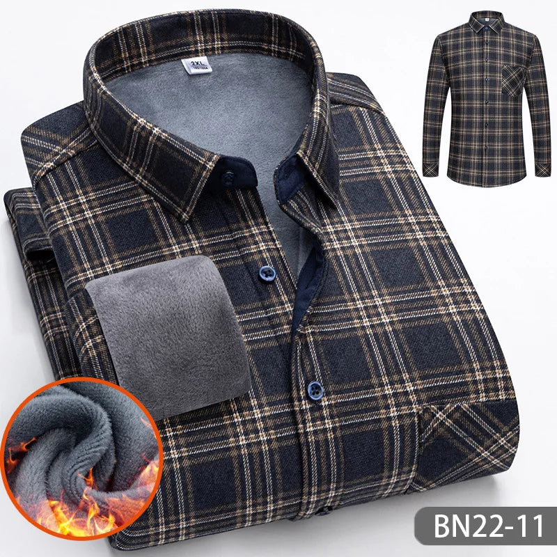 Chemise thermique doublée en polaire pour homme