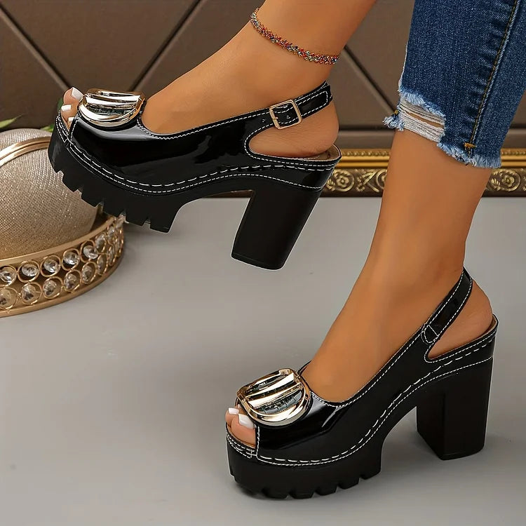 Escarpins Vintage à Boucle et Talon Bas pour Femmes