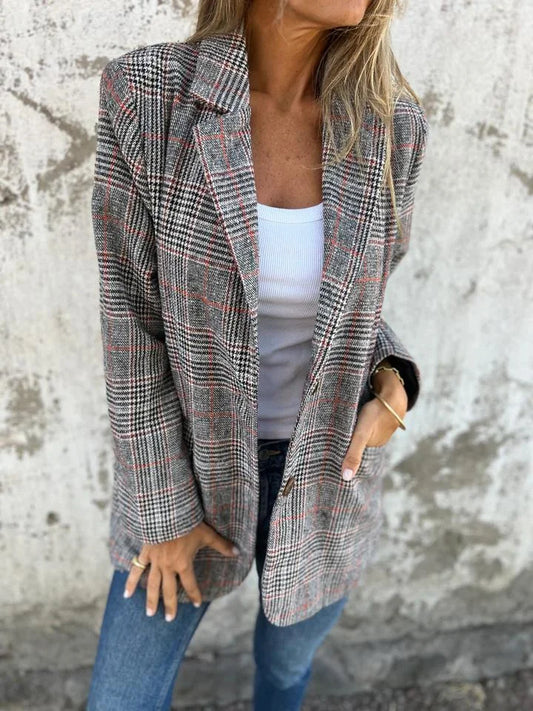 Veste à carreaux en coton pour femme