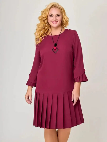 Robe plissée intemporelle unie pour femme