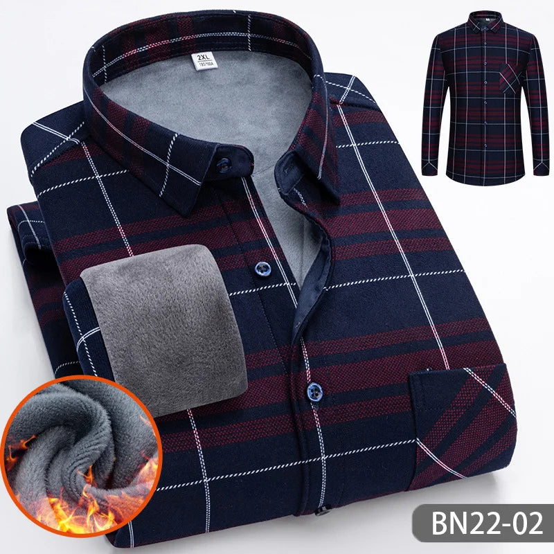 Chemise thermique doublée en polaire pour homme