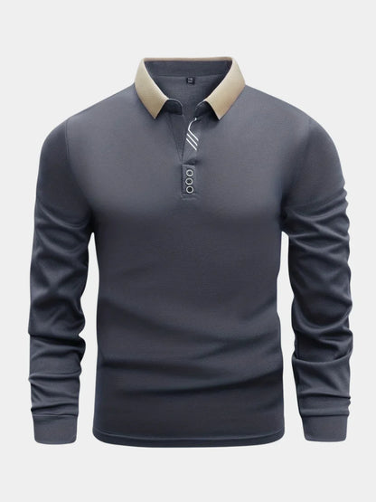 Polo texturé à manches longues pour homme