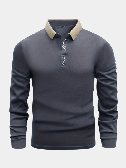 Polo texturé à manches longues pour homme