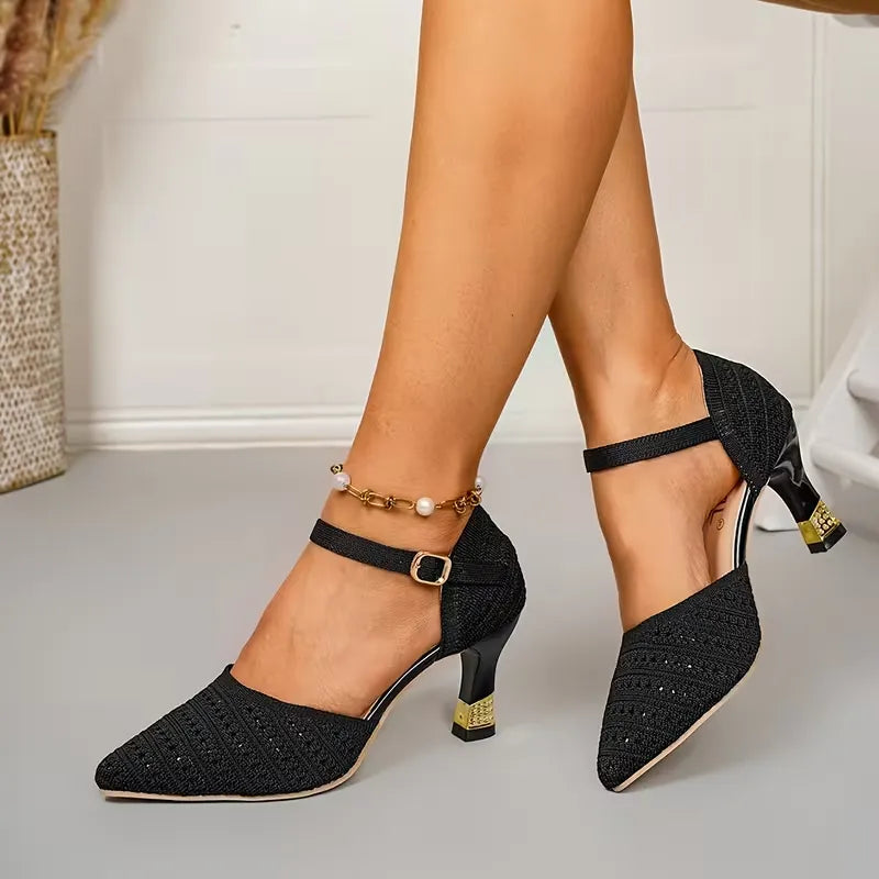 Sandales Minimalistes à Talons en Maille pour Femmes