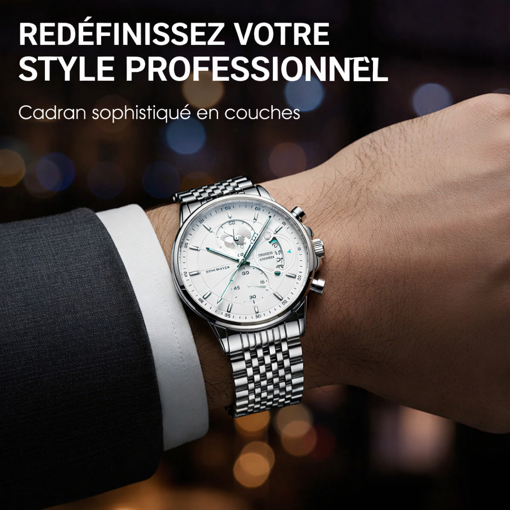 Montre à quartz pour homme avec cadran globe maritime