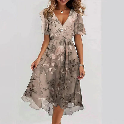 Robe d'été fluide à col en V pour femme