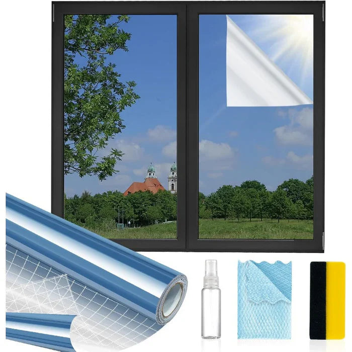 Film réfléchissant unidirectionnel pour vitres avec kit d'installation à faire soi-même