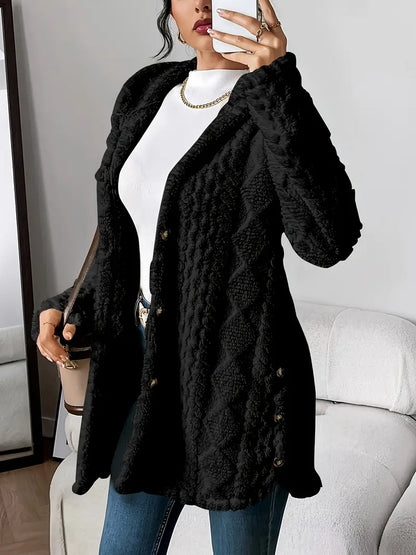 Gilet à capuche en peluche à motif losanges