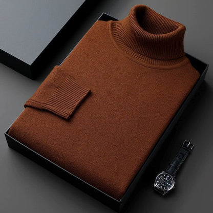 Pull col roulé chaud doublé polaire pour homme