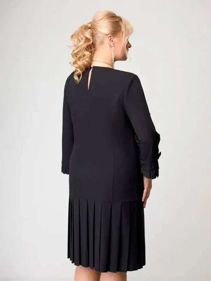 Robe plissée intemporelle unie pour femme