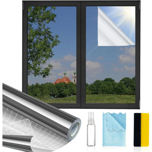 Film réfléchissant unidirectionnel pour vitres avec kit d'installation à faire soi-même