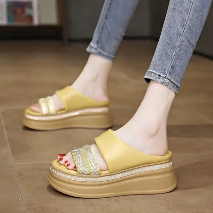 Sandales à plateforme à strass pour femmes