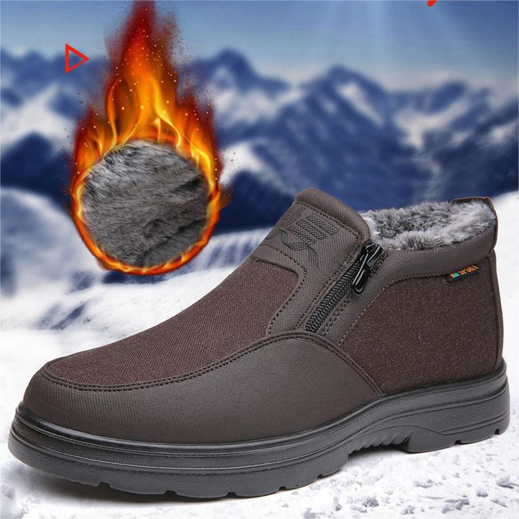 Bottes de neige chaudes pour hommes, résistantes à l’eau et antidérapantes, en polaire d'hiver