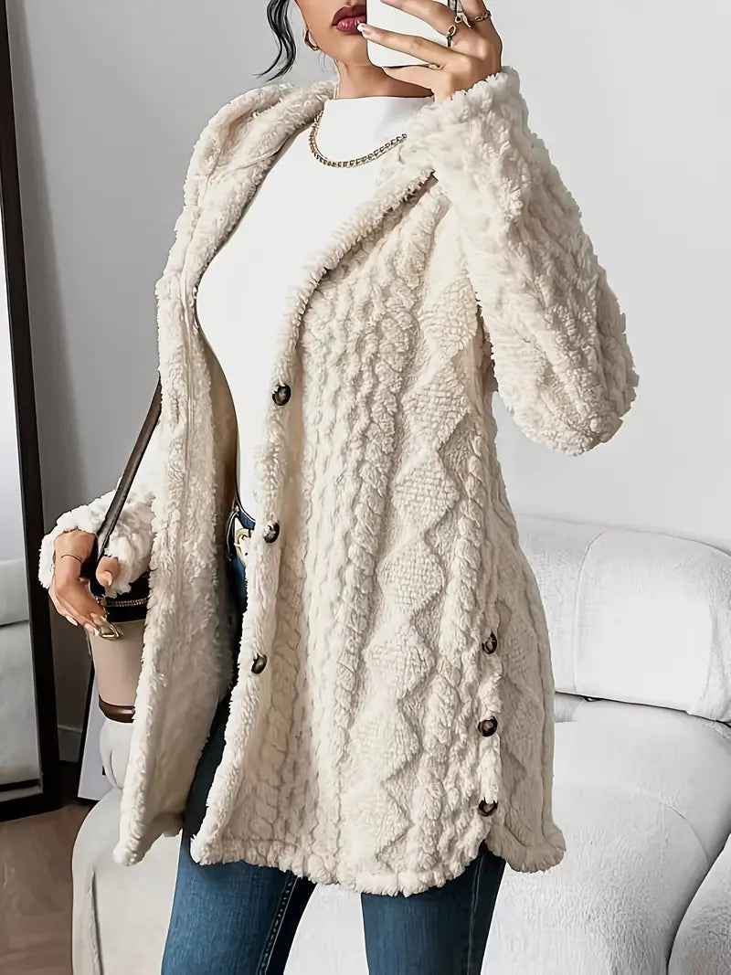 Gilet à capuche en peluche à motif losanges