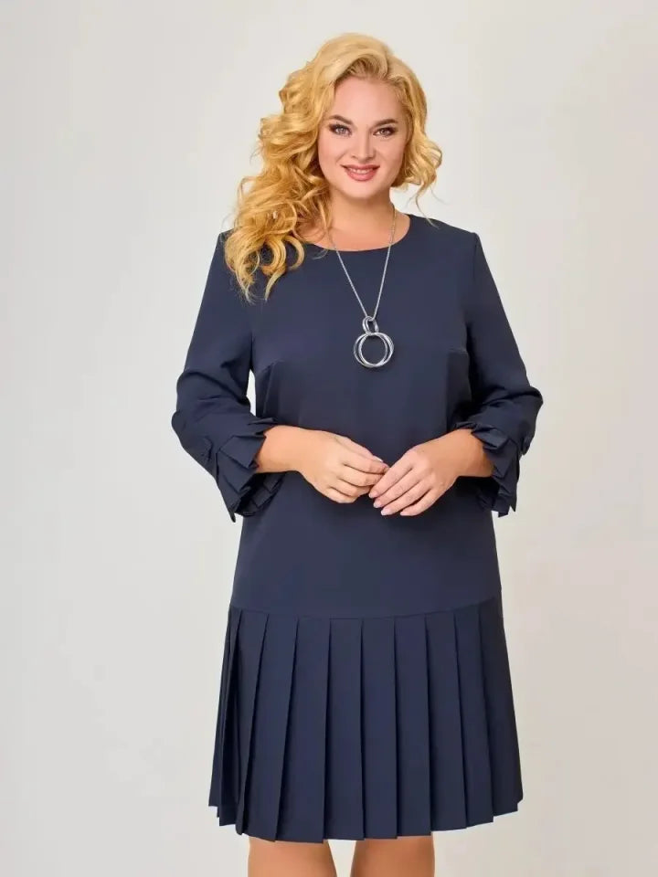 Robe plissée intemporelle unie pour femme