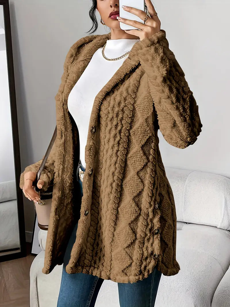 Gilet à capuche en peluche à motif losanges