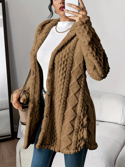 Gilet à capuche en peluche à motif losanges