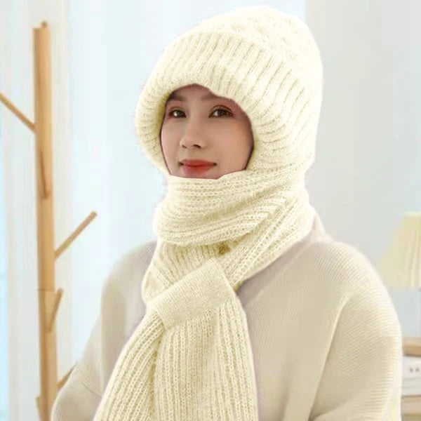 Bonnet et écharpe coupe-vent doublés en polaire pour femme avec protection des oreilles