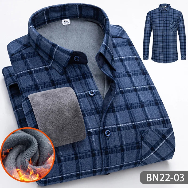 Chemise thermique doublée en polaire pour homme
