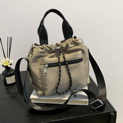 Sac seau bandoulière en nylon à cordon pour femme