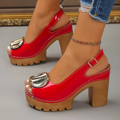 Escarpins Vintage à Boucle et Talon Bas pour Femmes