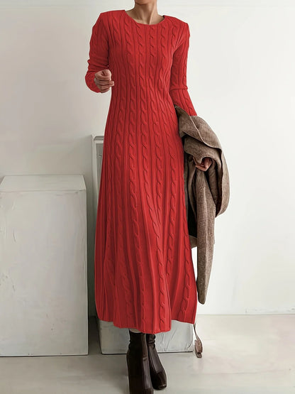 Robe longue élégante en maille torsadée pour femme