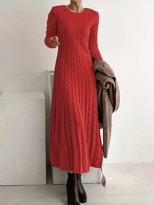Robe longue élégante en maille torsadée pour femme