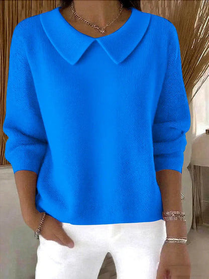 Pull confortable à manches longues en coton uni pour femme