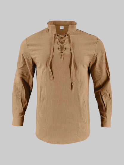 Polo à manches longues en lin pour homme