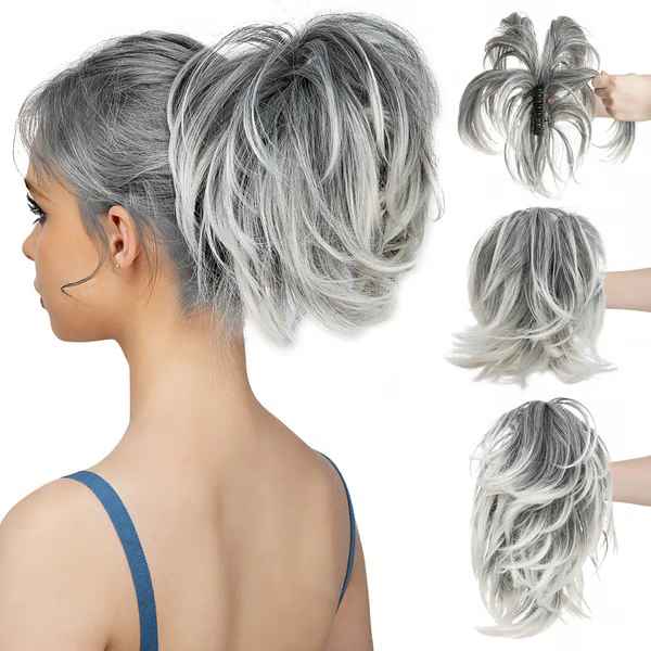 Postiche queue de cheval chignon haut avec pince à griffes synthétiques