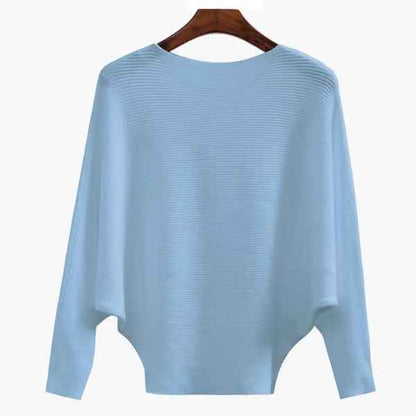 Pull tunique oversize à col bateau et manches chauve-souris en maille côtelée pour femme