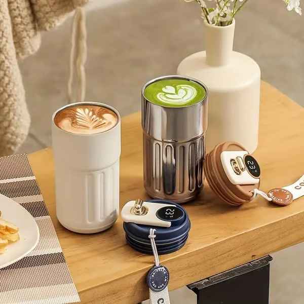 Mug de voyage intelligent en acier inoxydable de 450 ml avec affichage de la température