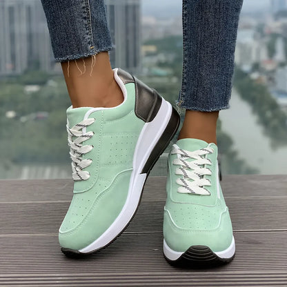 Baskets confortables pour femmes, à semelle épaisse et fermeture éclair latérale