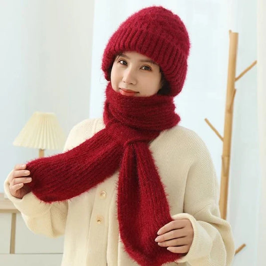 Bonnet et écharpe coupe-vent doublés en polaire pour femme avec protection des oreilles