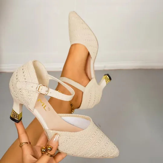 Sandales Minimalistes à Talons en Maille pour Femmes