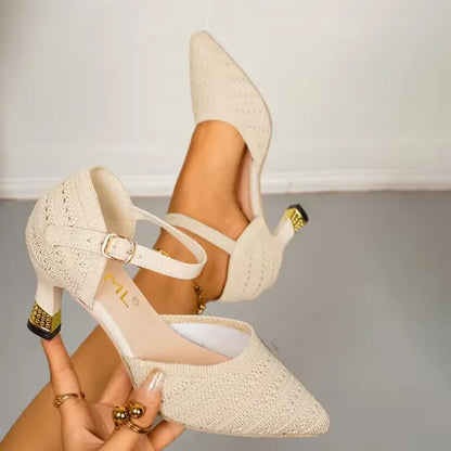 Sandales Minimalistes à Talons en Maille pour Femmes