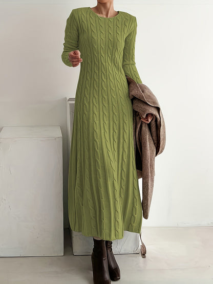 Robe longue élégante en maille torsadée pour femme