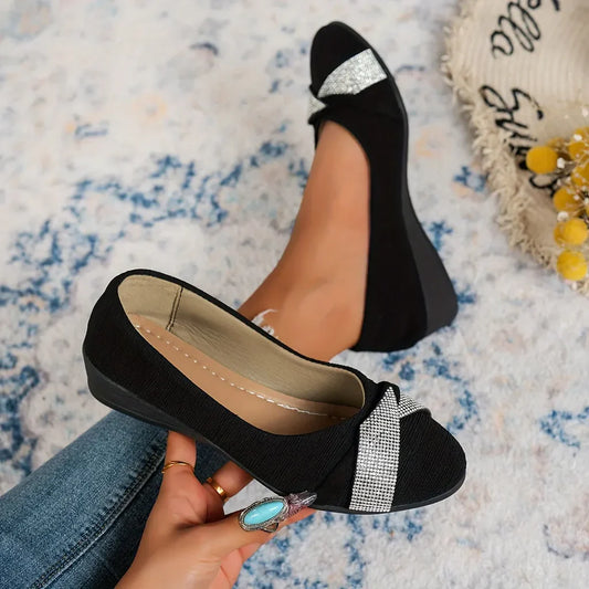 Chaussures compensées légères à strass pour femmes