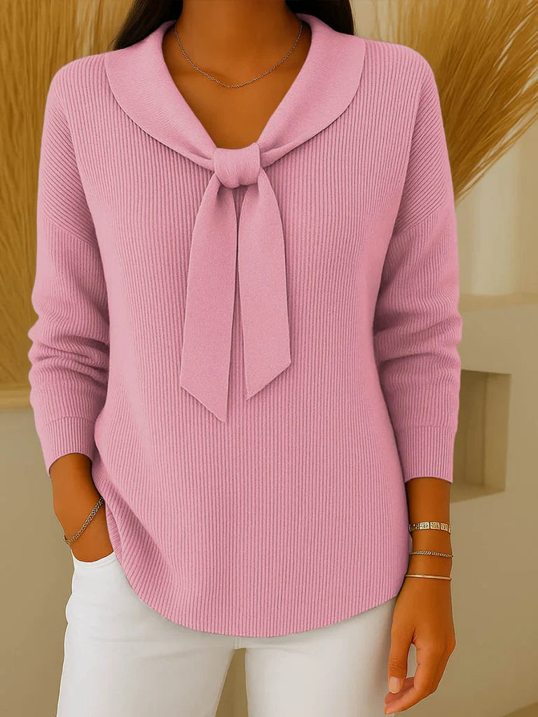 Pull Femme Uni à Liens avec Manches Longues
