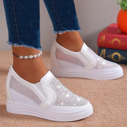 Baskets Confortables à Enfiler en Maille Strass pour Femmes