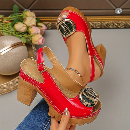 Escarpins Vintage à Boucle et Talon Bas pour Femmes
