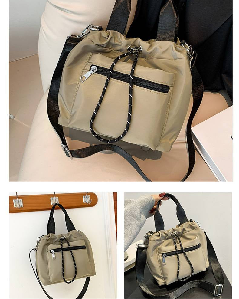 Sac seau bandoulière en nylon à cordon pour femme