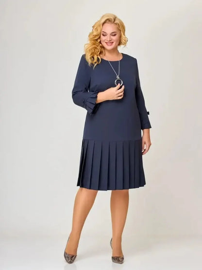 Robe plissée intemporelle unie pour femme