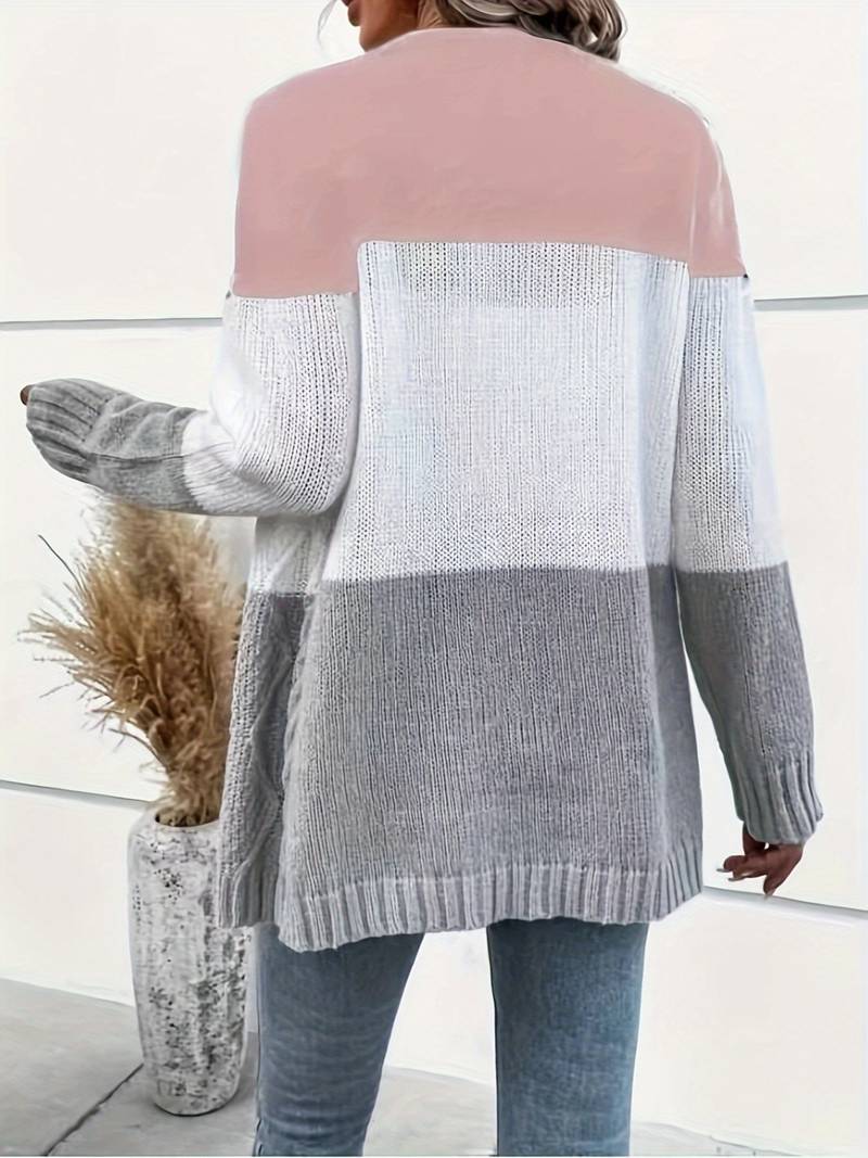 Gilet en maille texturée bicolore pour femme